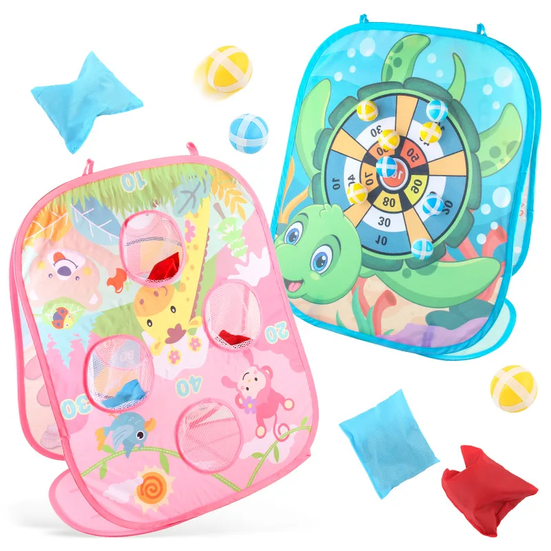 3 In 1 Bean Bag Toss Catch Portable Game Children Double-Sided Dart Board Toys Beach Outdoor Sticky Ball Tossing Target Game