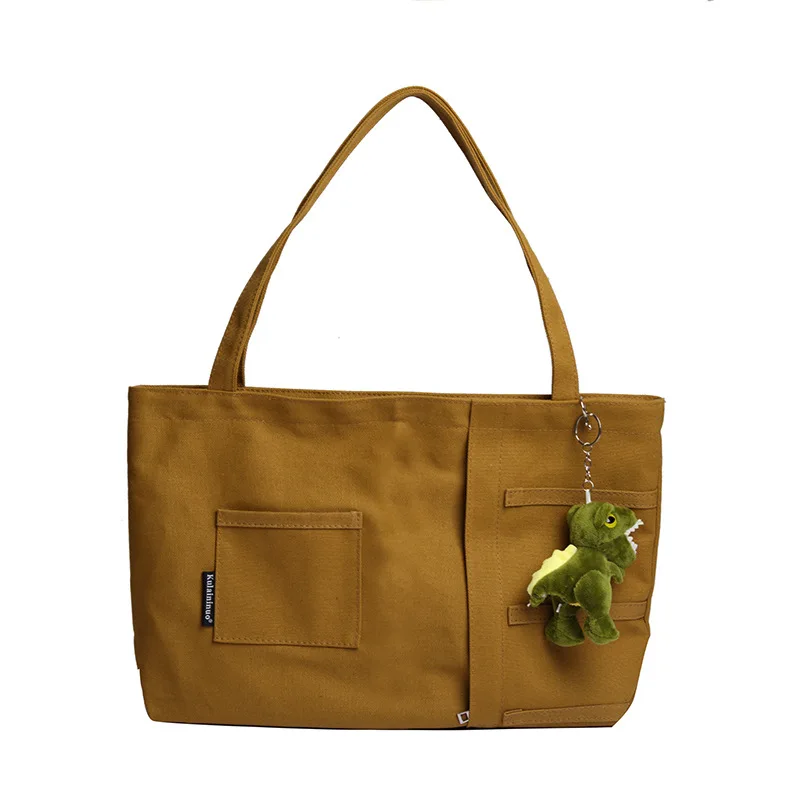 Custom bulk large reusable eco friendly durable vintage cotton cloth little brown heavy duty waxed canvas tote grocery bag