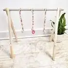 2024Hot sale Wooden Baby Play Gym with 6 Toys Foldable Play Gym Frame Activity Gym