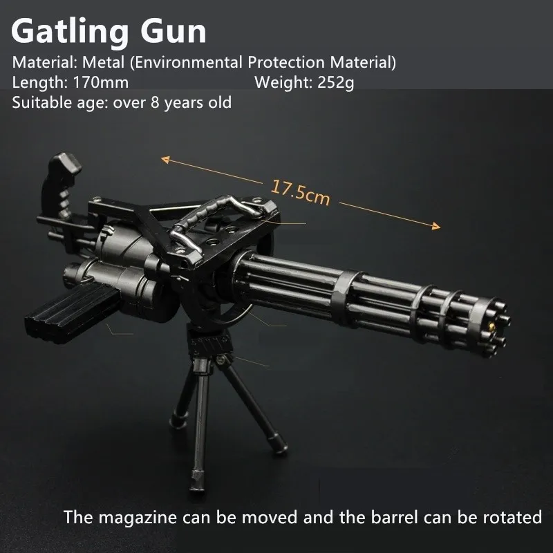 Высококачественный и безопасный игрушечный пистолет Gatling металлическая модель оружия имитация игрушек