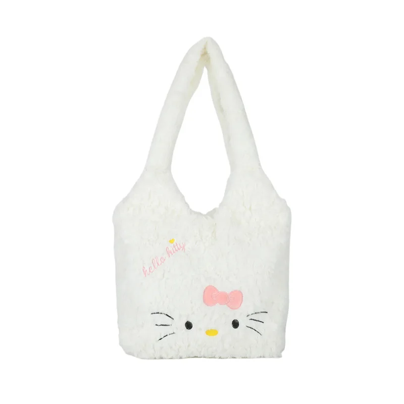 Ruunjoy Kawaii Hello Kts Big Soft Fluffy Plush Bags Embroidery Tote Bag For Women Large Capacity Mommy Bag Shoulder Handbags