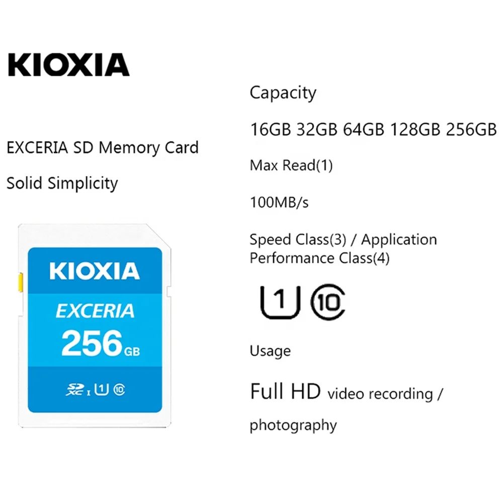  100% оригинальный kioxia Exceria SD карты памяти 32 гб 64 128 256 карта SDXC с UHS-I U1 Class 10 100 МБ/с. для