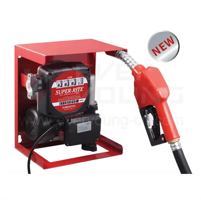 60LPM AC power portable cast iron fuel oil transfer pump set with meter hose nozzle