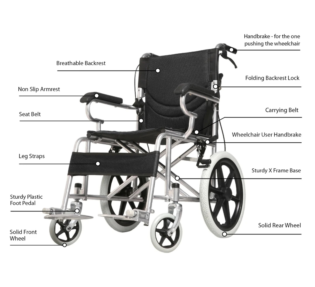 Hot Sale Manufacture Good Quality Manual Wheelchair Portable Folding Lightweight Wheelchair Hand Push Active Wheelchair