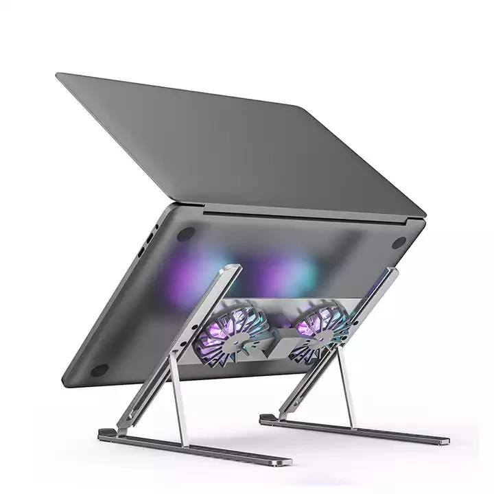 Tablette Tableta Aluminium Adjustable Folding Portable 360 Rotate Desk Holder Table Tablet PC Stand with cooling fan Supports