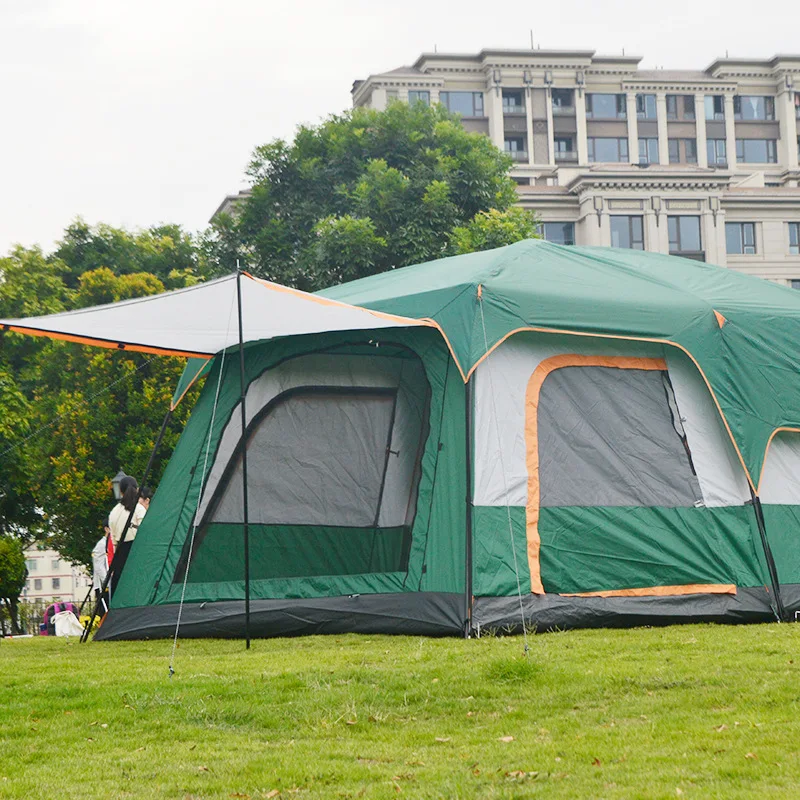 Wholesale Hot Selling Shade  Anti-mosquito Two Room Canvas Camping Tent Camping Tents 6-8 People Waterproof Outdoor Family