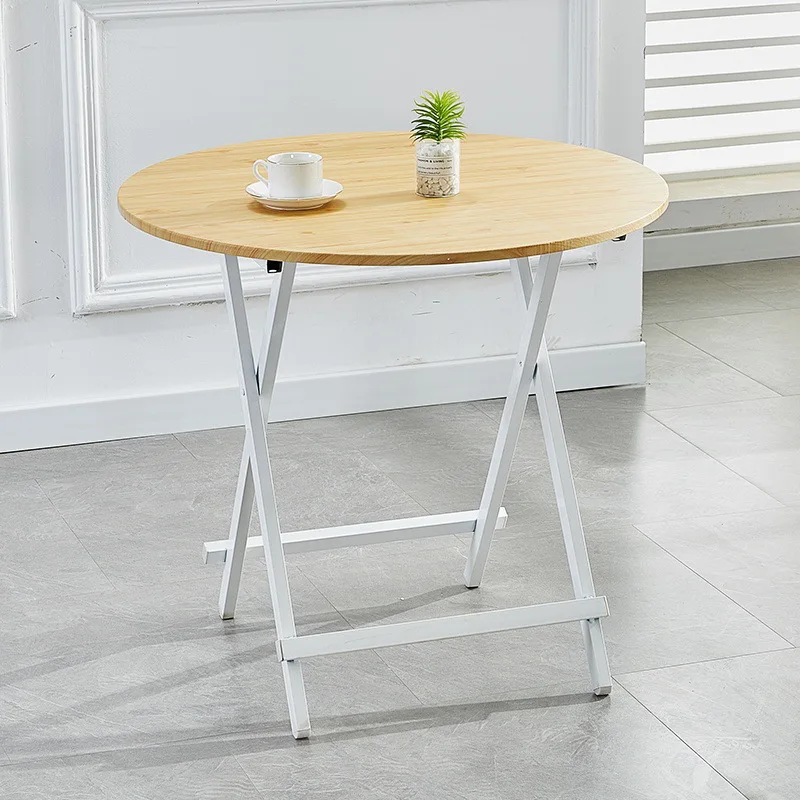 cheap modern design round wooden foldable table wood dining folding table