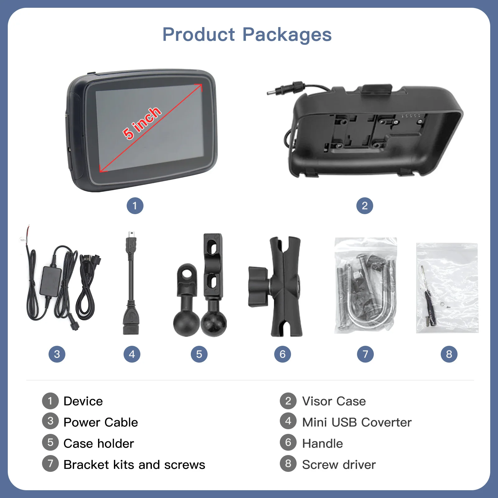 CARABC 5 inch Portable Motorcycle Dedicated Player Motorcycle Gps Navigator Android  Waterproof Bluetooth Dashboard Camera