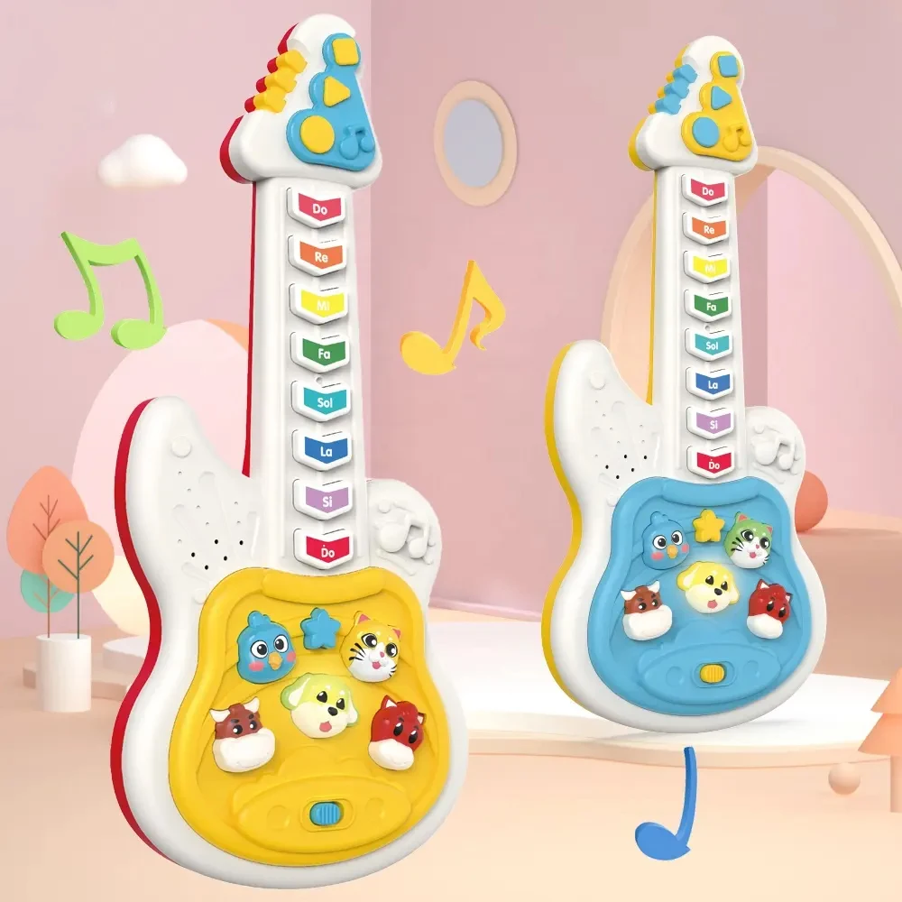 2024 Baby new early education lights instrument guitar keyboard toy cartoon animal electric guitar music toy