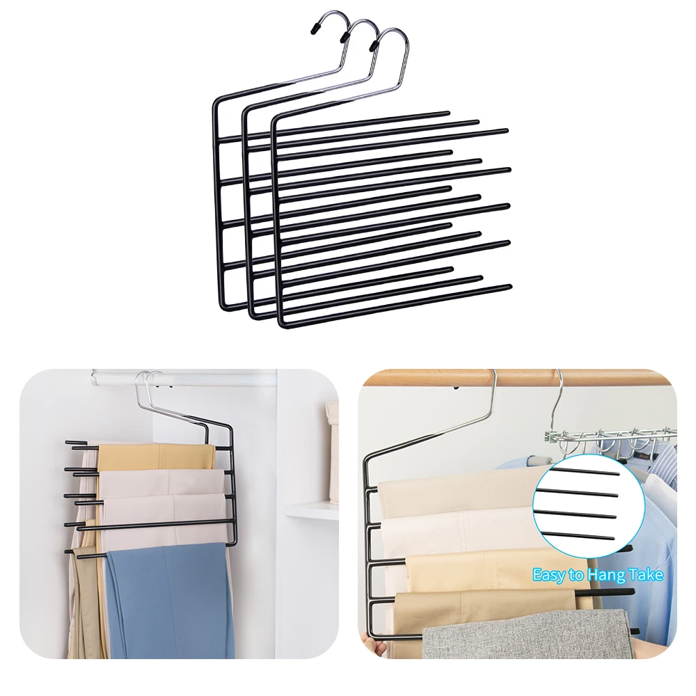 5 in 1 Pant Jeans Rack Clothes Organizer Adjustable Trousers Hanger Folding Stainless Steel Pants Hanger