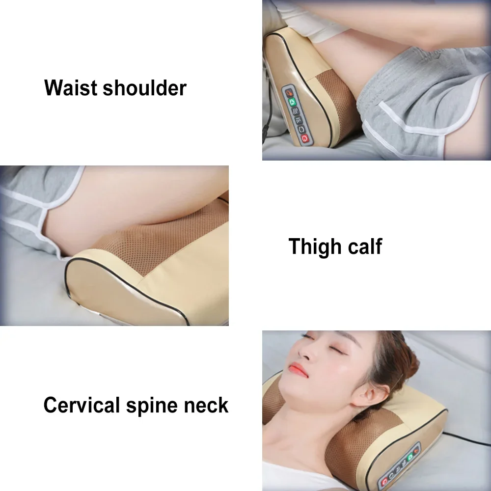 Top Sales Back Massager Pillow Deep Kneading Shiatsu Massage Pillow Muscle Pain Relief Stress Relax at Home Office and Car