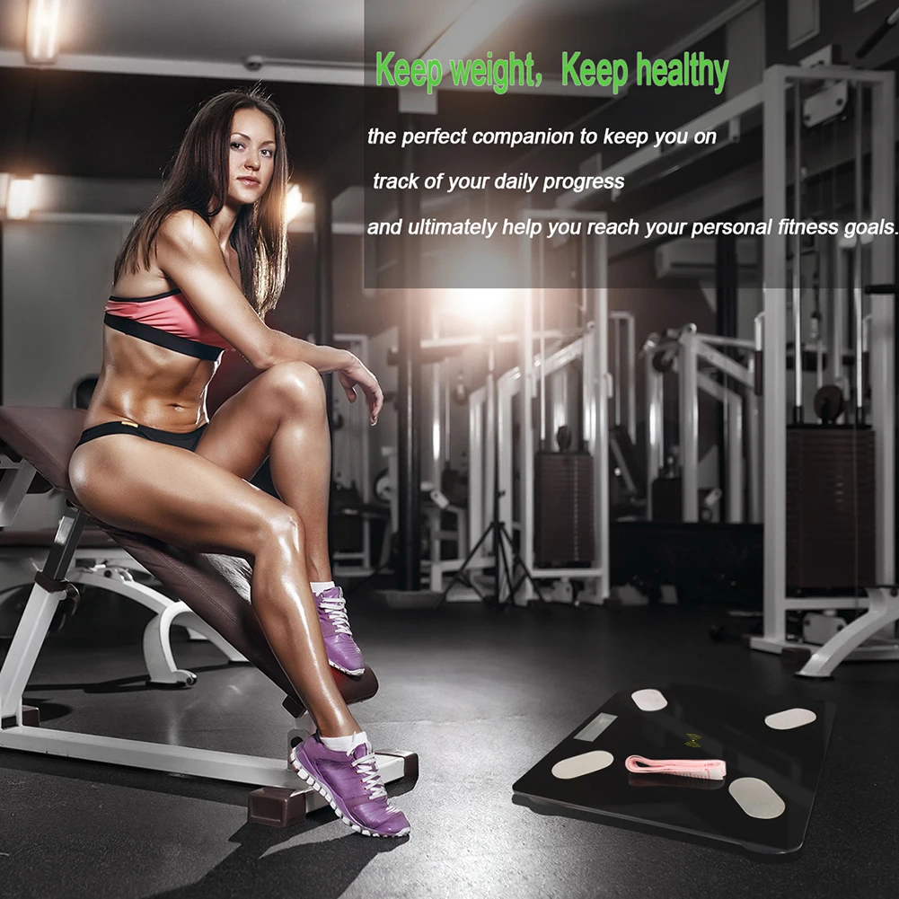 Personal  App Android IOS Bathroom Scale 180kg/396lb LED Body Fat Scale Balance Digital Electronic BMI Digital Weight Body Scale