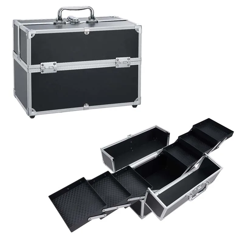 Six TrayLarge Capacity Cosmetic Storage Boxes Suitable For Cosmetic Artists Nail CASE Suitcase Makeup Professional Briefcase