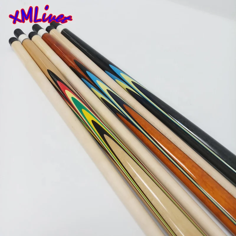 xmlivet korea style Pool Carom cues colorful decal 12mm carom billiards cues in radial pin joint maple wood cues