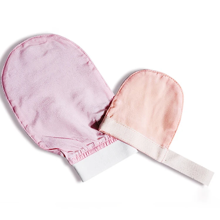 100% Silk Raw Exfoliating  Body  Glove Natural Gloves Silk Exfoliating Mitt Bath Gloves