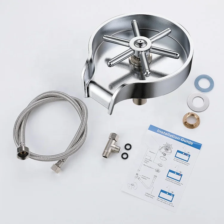 customized Cup Washer metal black Bar Accessories Automatic high pressure sink cleaner glass rinser