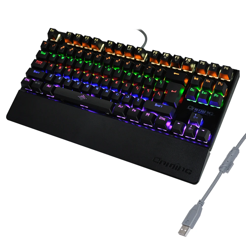 
Fast Gaming Mechanical Keyboard RGB for Professional E-sports Cyber Games with 87 Keys LED Lighting Switches 