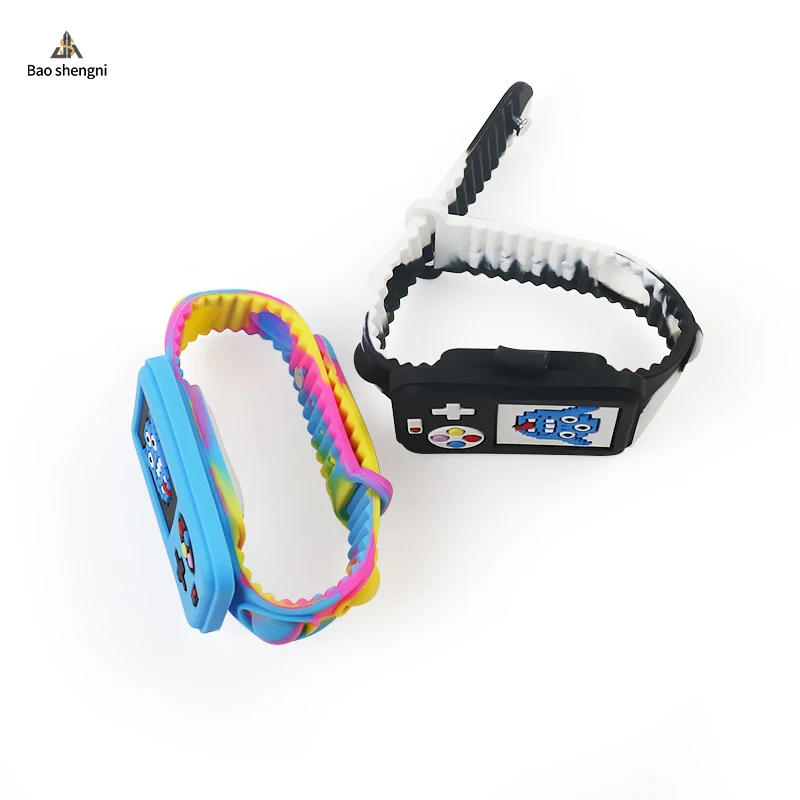 Calculator 3D Digital  Flip Cover LED Watch Silicone Push Pop Bubble Fidget Bracelet Watch Pop Writ Cool Watch for Kids