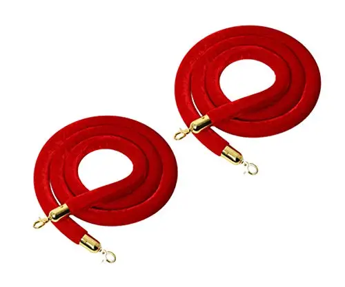 Crowd Control pink stanchion ropes Velvet Rope with Chrome Plated Hooks
