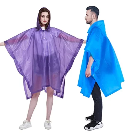 Eco-friendly Waterproof Hooded Reusable Outdoor Eva Lightweight Raincoat Poncho Rain Coat