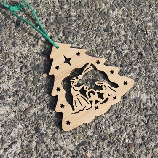 Деревянная бирка с колокольчиком для рождественской елки, подвесное украшение