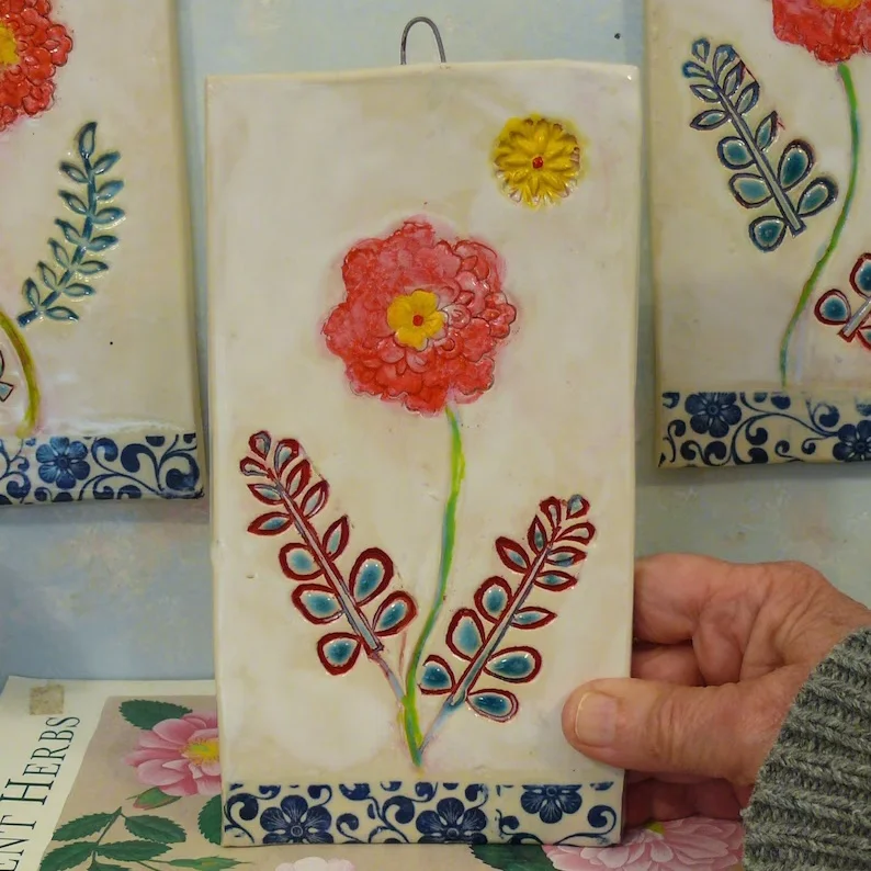 High quality custom personalized simple handmade ceramic tiles Flower tiles for toilet kitchen bathroom stair wall decoration