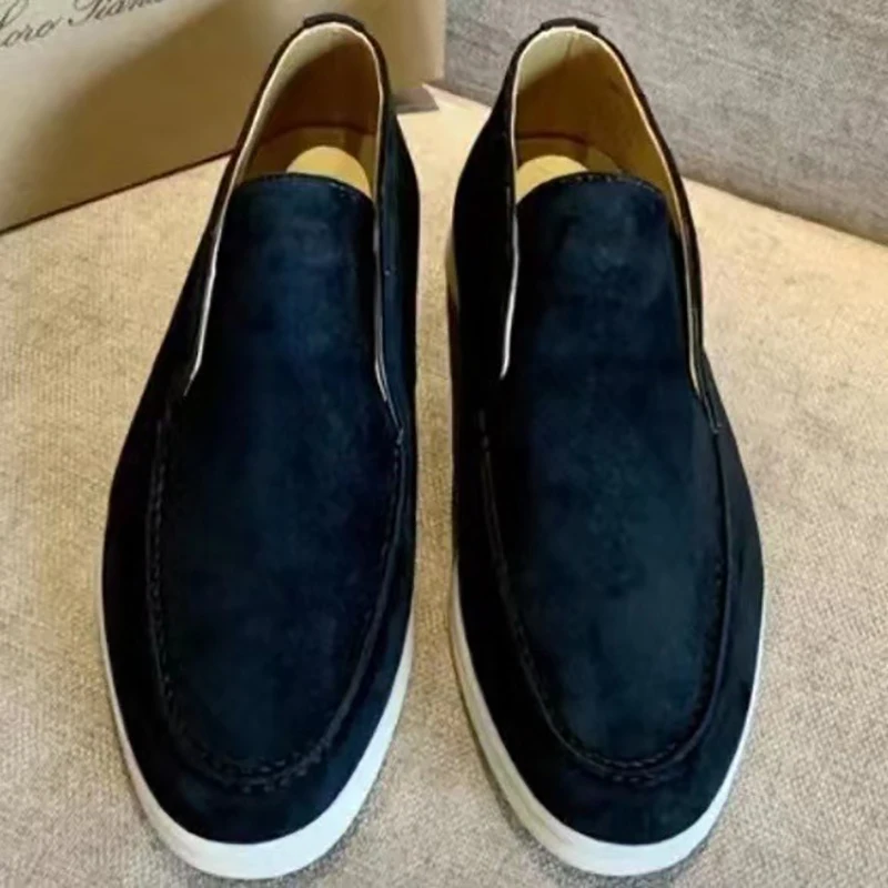 LP Luxury Unisex Loafer Shoe Kidsuede Upper Flat Casual Metal Fringe Decor Winter Season Walking Slip-On Breathable Comfortable