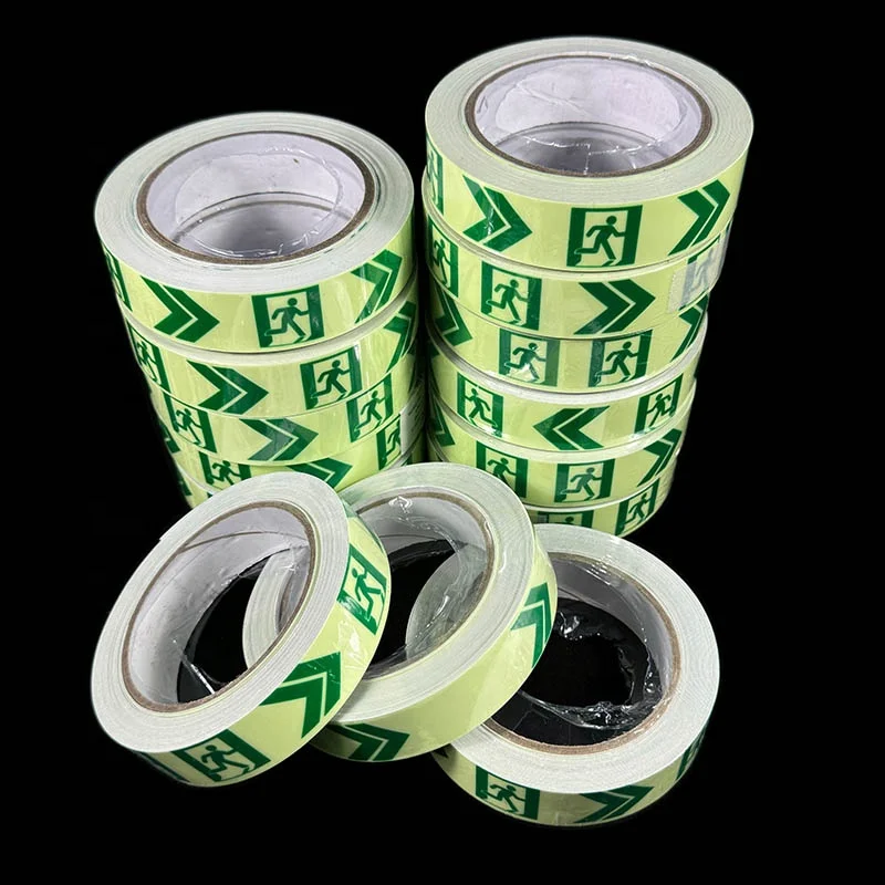 Custom Photoluminescent Film Eco Solvent Printing Self Adhesive Luminous Tape Aluminium Exit Stickers Glow in The Dark