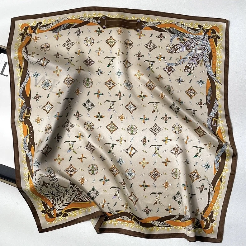 Luxury Satin 68*68cm Mulberry Silk Scarf Customized Printing Square Neckerchief 100% Pure Silk Shawl