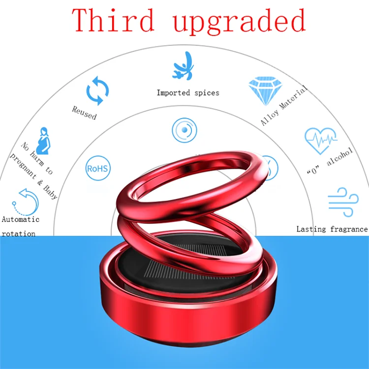 Solar Car Aromatherapy Essential Oil Diffuser 360 Double Ring Rotating Design Car Perfume Air Purifier Car Fragrance 2021
