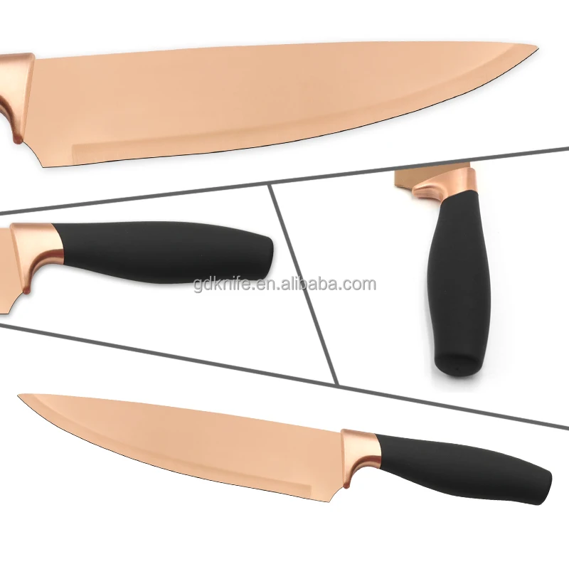 Wholesale New Design New Super Sharp 5 Pcs Household Kitchen Cooking colorful titanium blade stainless steel Knife Set