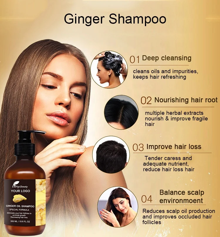 wholesale private label oil control natural ginger oil shampoo for thinning hair and hair loss