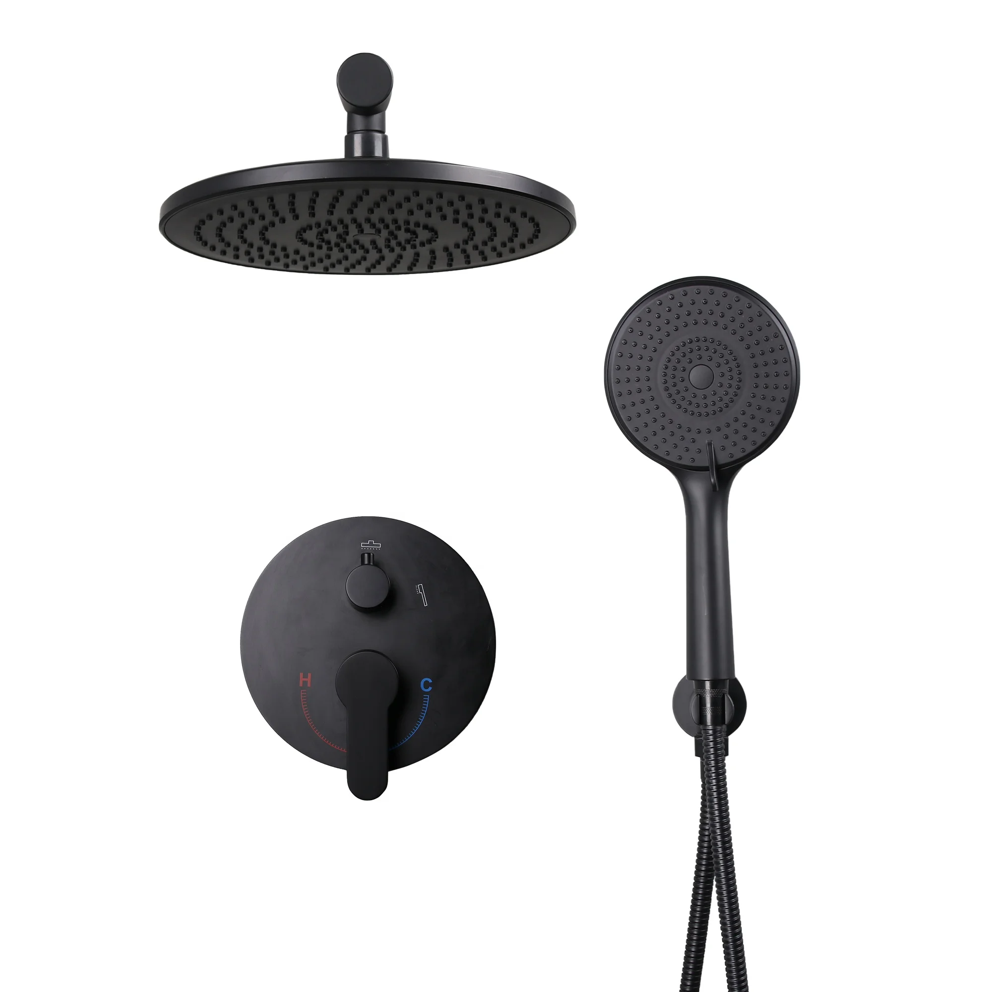 Wall Mounted Square Shape Stainless Steel Designer shower sets Black Concealed Rain Luxury Shower Set