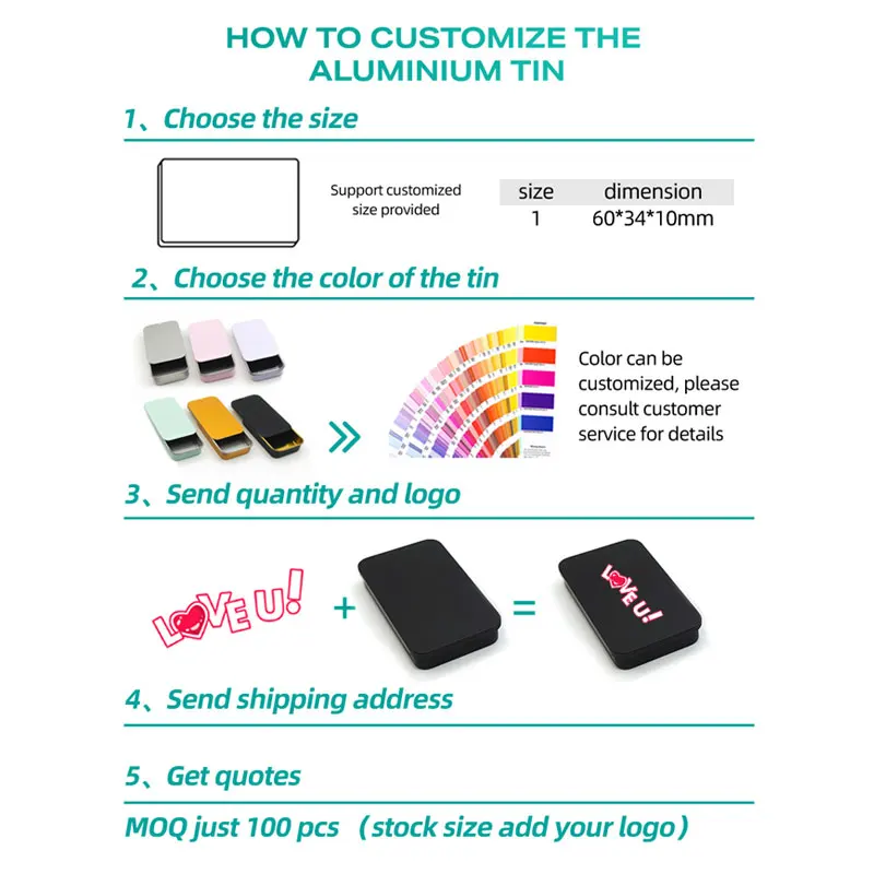 20ml 30ml small metal drawer packing tin can custom design mini rectangle aluminum container jar box for candy