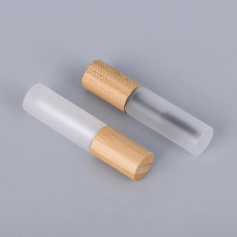 Quality Clear Glass Lip Gloss Tube Bamboo Cap 10ml Luxury Bamboo Glass Lip Gloss Container