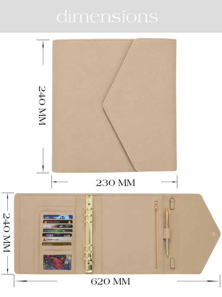 Etsy FB TK Best Litchi Leather 6 Colored A5 Weekly Planner Ring Agenda Cover as Budget Binder for Money / Life Organization