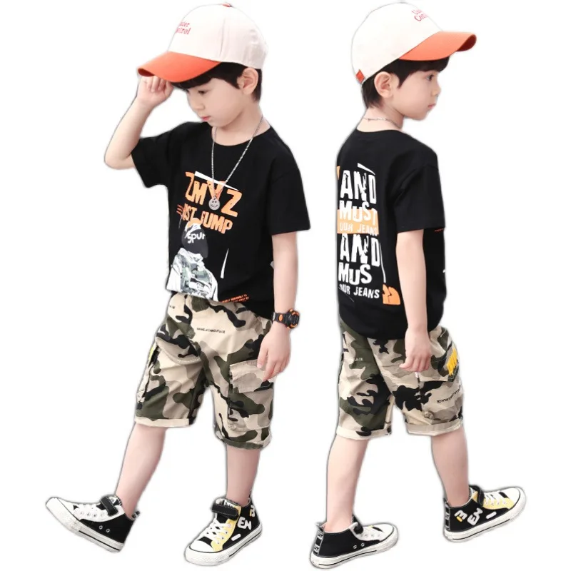 Summer Cheap Baby Boys Clothing Top+Shorts Jogge 5-9y Fashion Kids Clothes Children 2 Pcs Sets