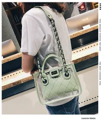 Eco Vegan Pu Leather Stylish Ladies Clear Jelly Clutch Purse Shoulder Bag Tote Transparent Handbags Sets 2 In 1 For Women