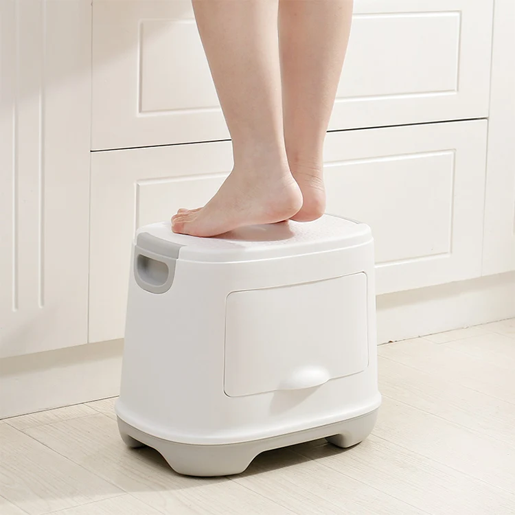 Hanser HSW-002X Household High Quality Plastic Storage Stool  With Storage  Box Anti-skidding Child Stool Antiskid Kids Stool
