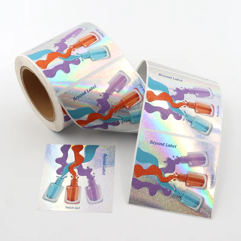 Free Sample China Manufacturers Customized logo Label Holographic Paper Pvc Packaging Printing Roll Sticker Printer