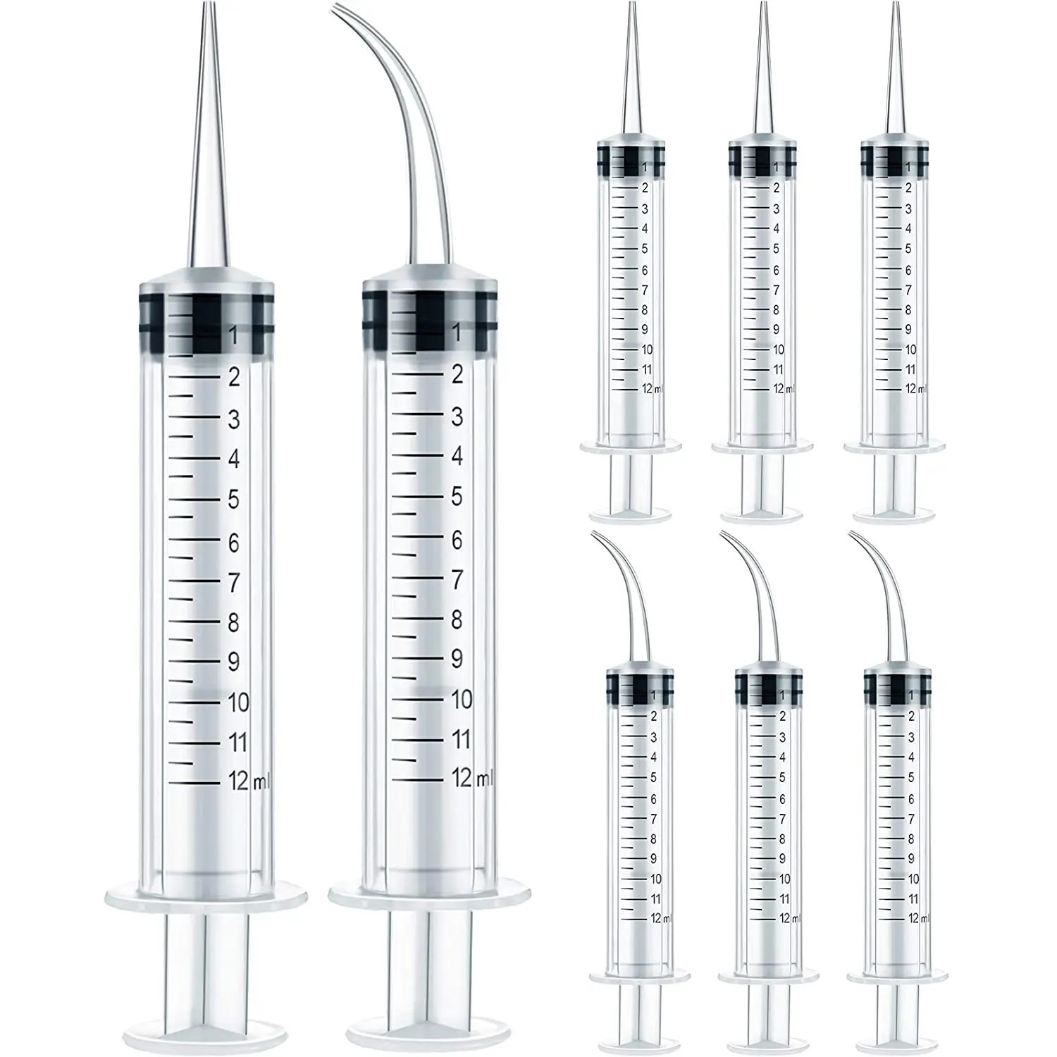 Dental Disposable Syringes curved  Irrigation Syringe 12cc with Scale without Scale
