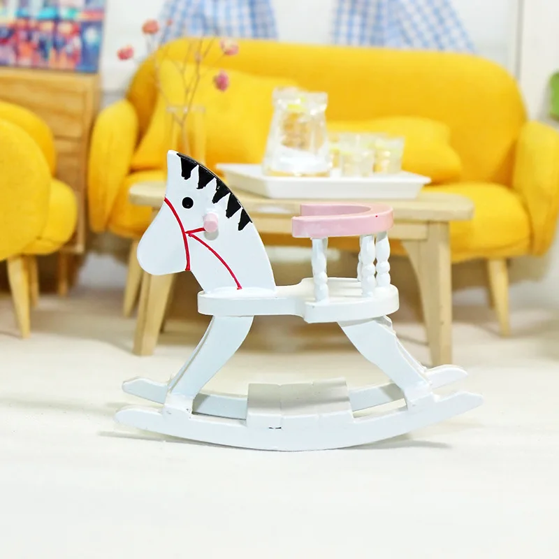 Factory Kids Play Role Miniature Decoration DIY Dollhouse Wooden Hobbyhorse Educational