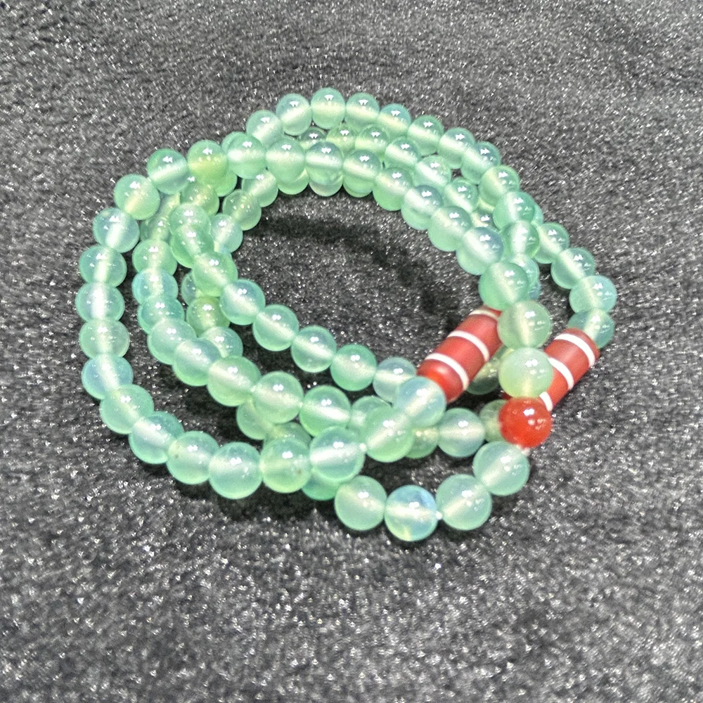 4MM Semi Precious  Jade Beaded Long Triple Bracelets