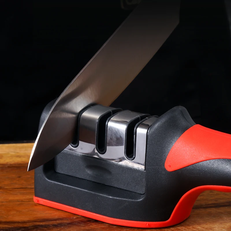 New Model Professional Mini Manual Stainless Steel 3 Stage Kitchen Handheld Knife Sharpener
