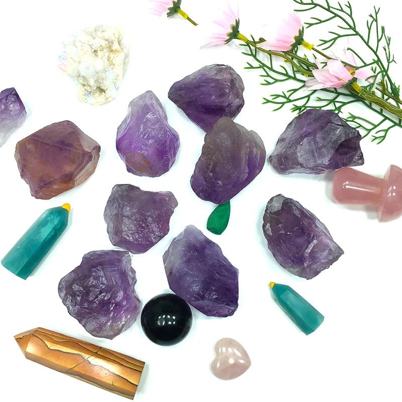 wholesale Natural crystal stones kilogram decoration jumbo size clear raw Uruguayan amethyst stone