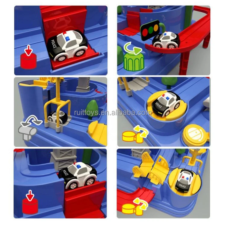 New Kids Adventure Game Rescue City Toy Friction Racing Slot Car Track