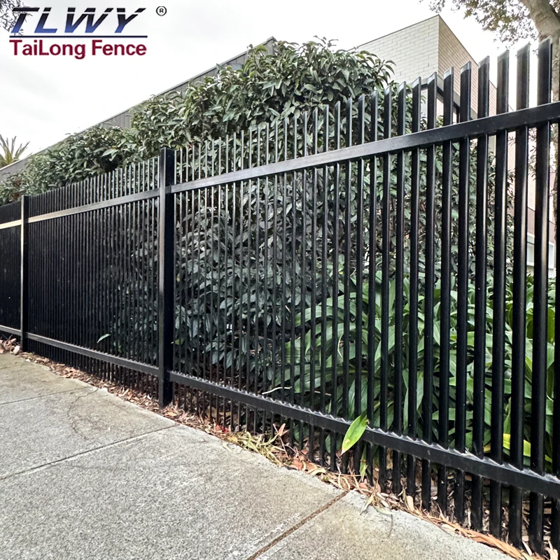 Wholesale Iron Fence Panels Decorative Metal Steel Square Tube Fence Designs Black Wrought Iron Galvanized Steel Fence