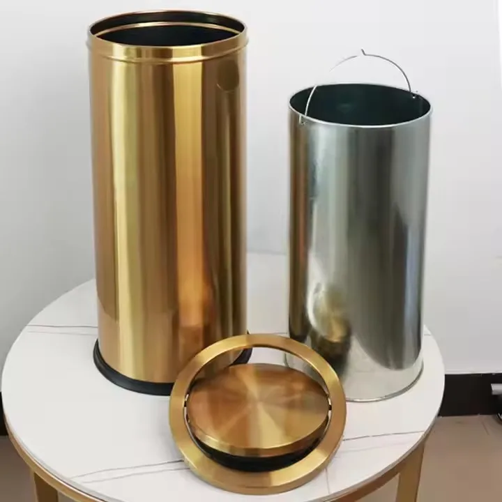 30L waste bin for shopping mall corridor office building special large golden stainless steel shake lid trash can