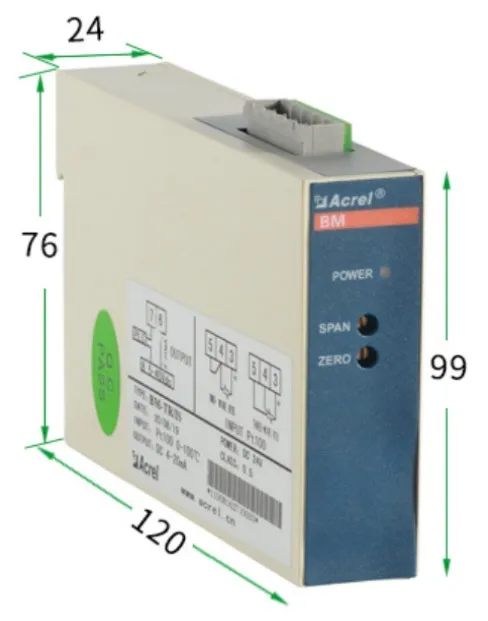 Acrel BM-TR/IS Input PT100 Thermal Resistance Isolator BM Analog Signal Isolator Powered by Output