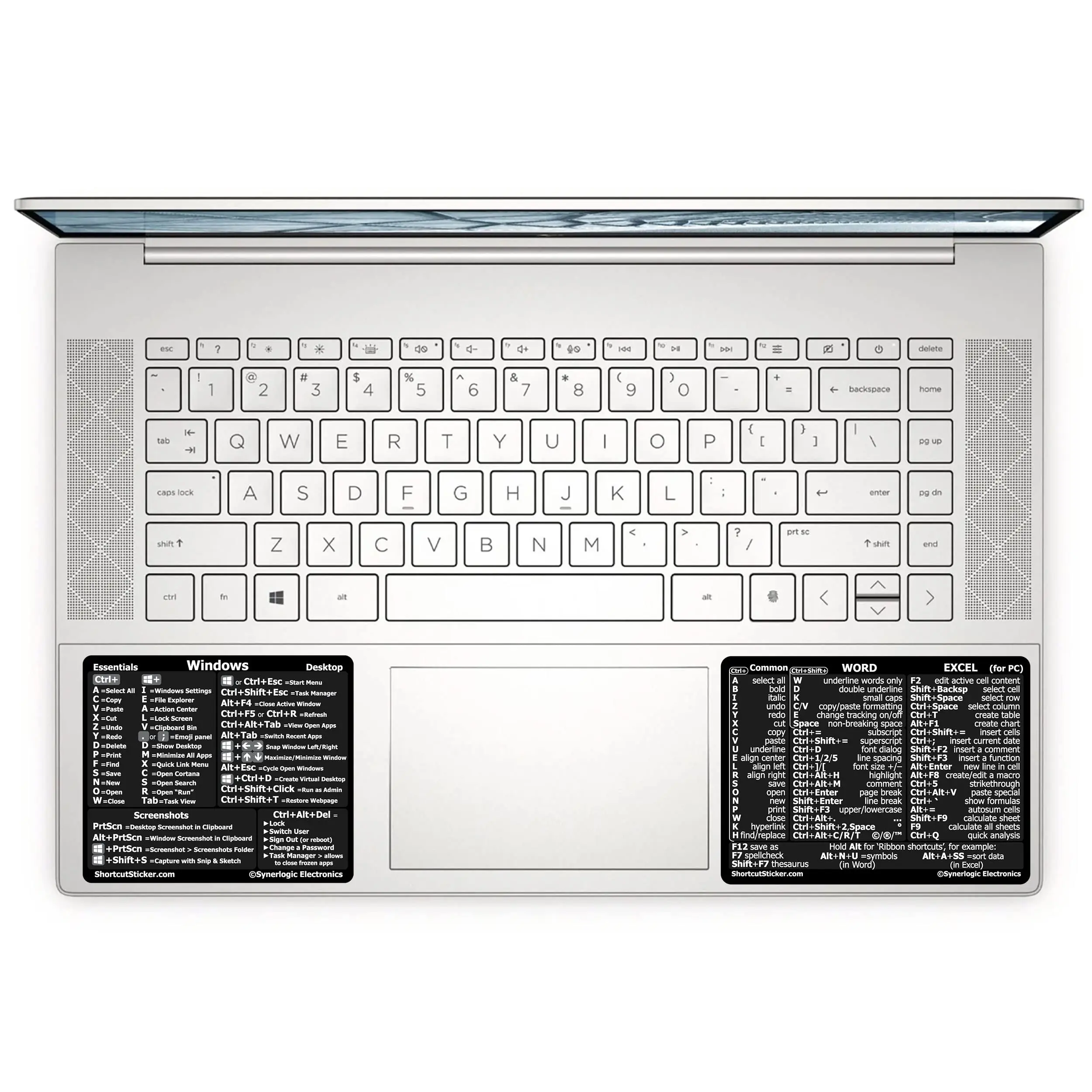 Windows and Word/Excel (for Windows) Quick Reference Guide Keyboard Shortcut Stickers, No-Residue Vinyl